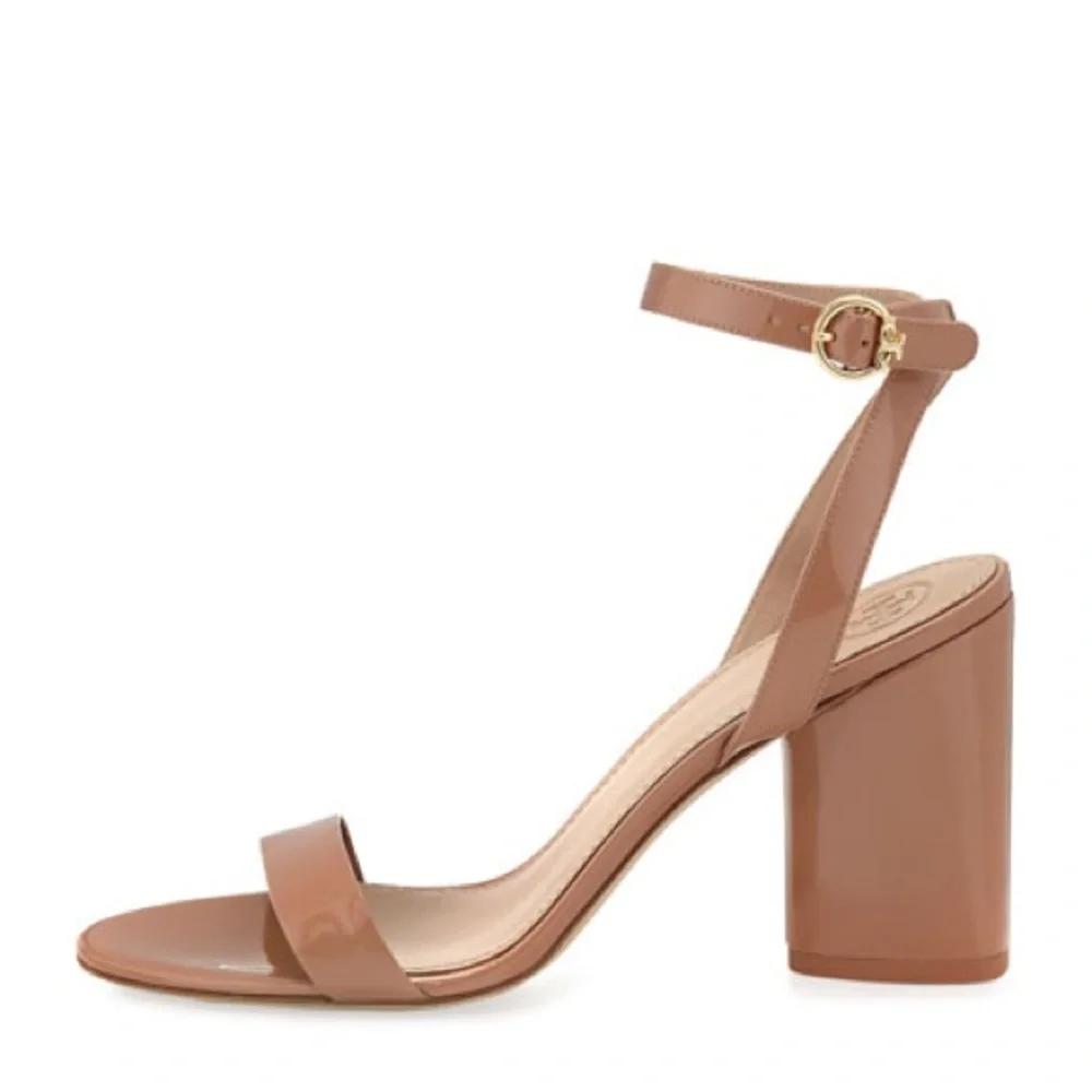 Tory Burch Elizabeth 2 Patent Ankle-Wrap City Sandal 8 Like New - Picture 3 of 10